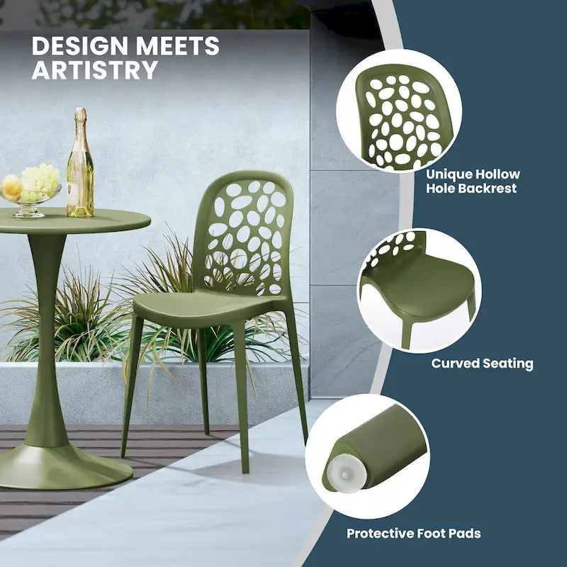 Frond and Form Outdoor Stacking Dining Side Chair (Set of 2)