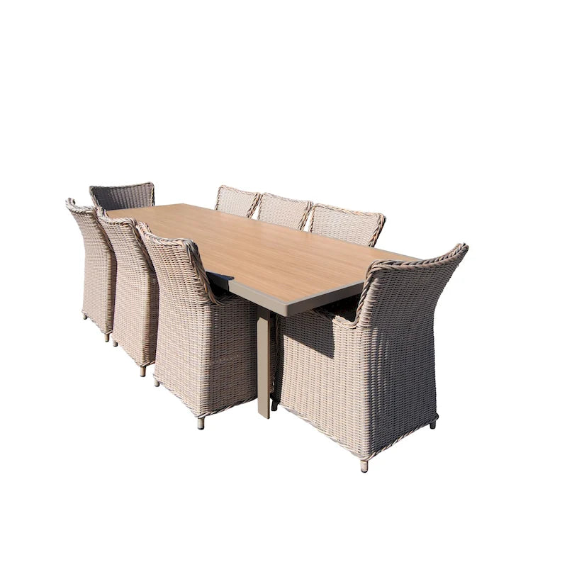 Teva Furniture Hawaii PE Wicker 3 Tone Grey/Off White/Beige Dining Set with Cushion