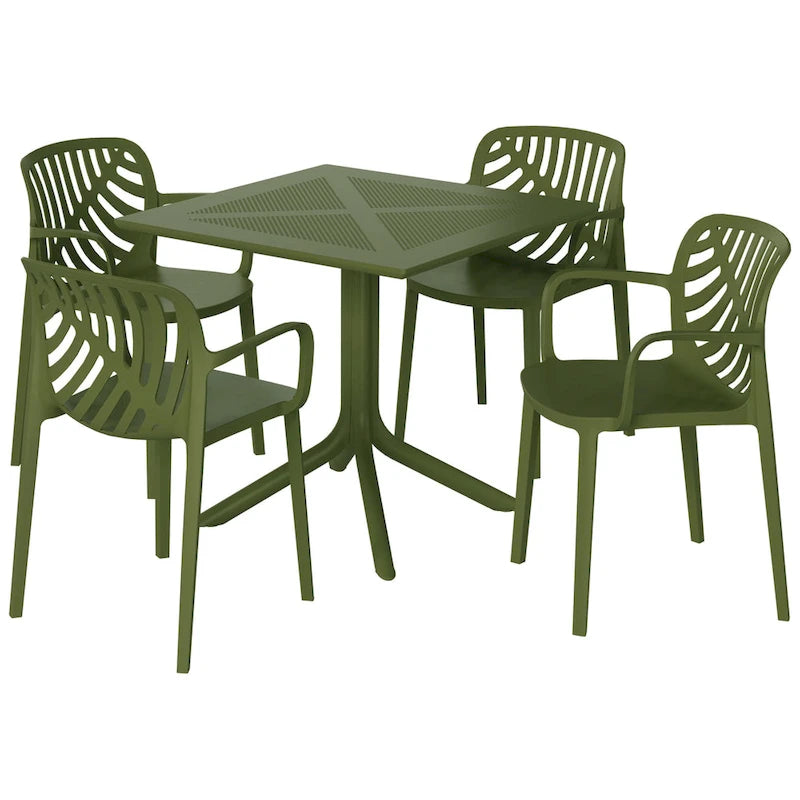 Frond and Form 4-Person Outdoor Patio Square Dining Set