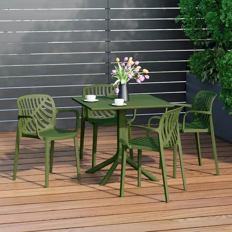 Frond and Form 4-Person Outdoor Patio Square Dining Set