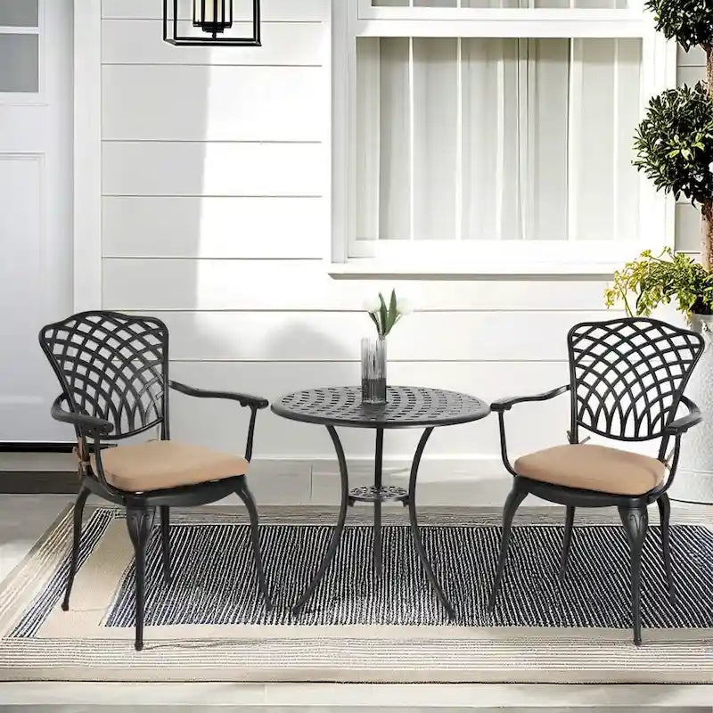3 Piece Patio Bistro Set All Weather Metal Bistro Table Set