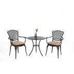 3 Piece Patio Bistro Set All Weather Metal Bistro Table Set
