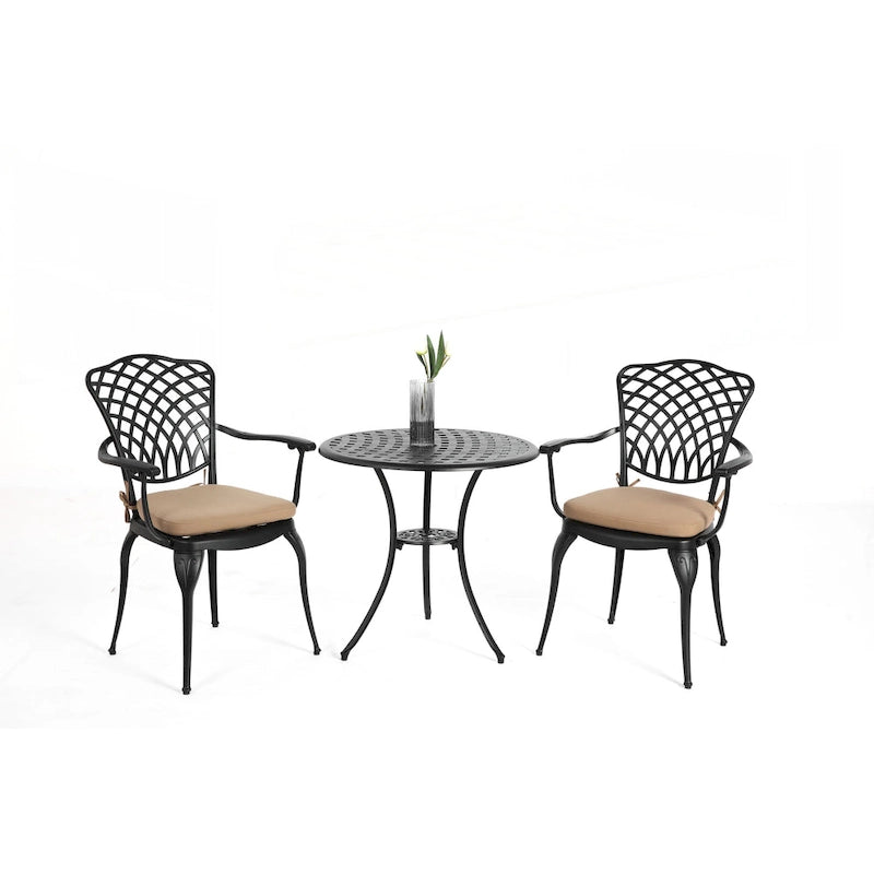 3 Piece Patio Bistro Set All Weather Metal Bistro Table Set
