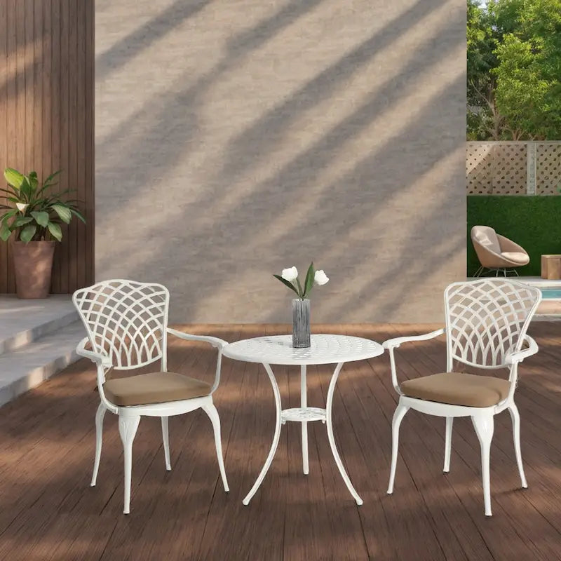 3 Piece Patio Bistro Set All Weather Metal Bistro Table Set