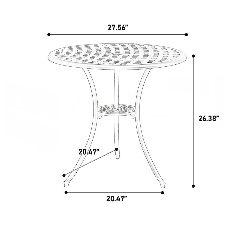 3 Piece Patio Bistro Set All Weather Metal Bistro Table Set