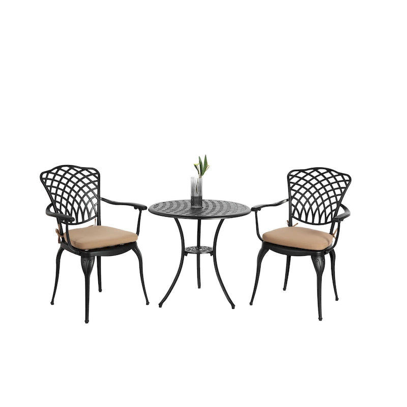 3 Piece Patio Bistro Set All Weather Metal Bistro Table Set