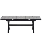 Outdoor Dining Set for 6, Patio X-Shaped Legs Extendable Dining Table with 6 Woven Tape Chairs