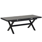 Outdoor Dining Set for 6, Patio X-Shaped Legs Extendable Dining Table with 6 Woven Tape Chairs