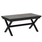 Outdoor Dining Set for 6, Patio X-Shaped Legs Extendable Dining Table with 6 Woven Tape Chairs