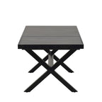 Outdoor Dining Set for 6, Patio X-Shaped Legs Extendable Dining Table with 6 Woven Tape Chairs