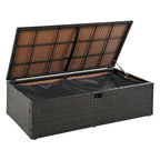 2-Piece Outdoor Patio Rattan Canopy Daybed Sunbed with 5 Positions Adjustable Backrest and Storage Bench