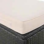 2-Piece Outdoor Patio Rattan Canopy Daybed Sunbed with 5 Positions Adjustable Backrest and Storage Bench