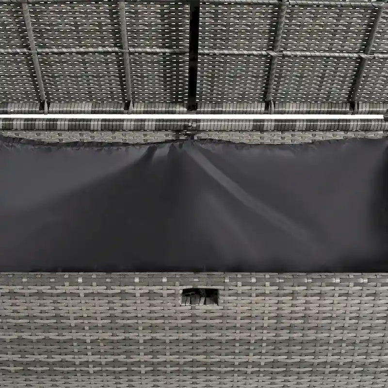 2-Piece Outdoor Patio Rattan Canopy Daybed Sunbed with 5 Positions Adjustable Backrest and Storage Bench