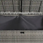 2-Piece Outdoor Patio Rattan Canopy Daybed Sunbed with 5 Positions Adjustable Backrest and Storage Bench