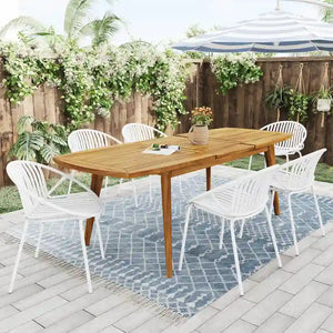 7 Pieces Outdoor Modern Expandable Dining Set