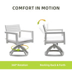 Outdoor Patio Aluminum Swivel Rocker Set of 2 with Outdoor-grade Sunbrella Fabric Cushions, 360-Degree Swivel