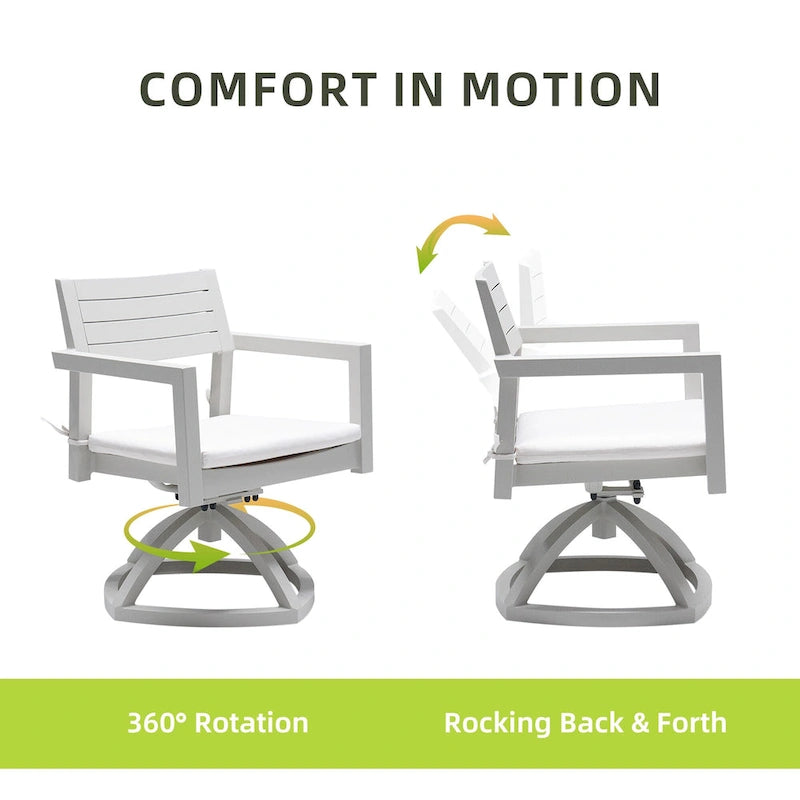 Outdoor Patio Aluminum Swivel Rocker Set of 2 with Outdoor-grade Sunbrella Fabric Cushions, 360-Degree Swivel