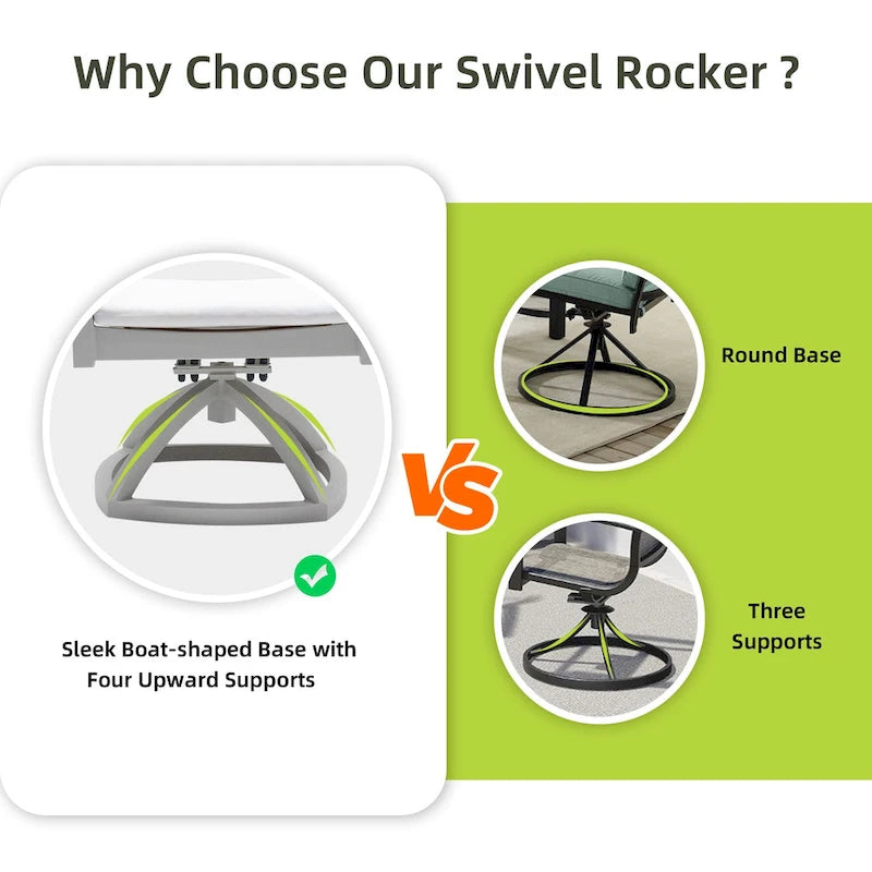 Outdoor Patio Aluminum Swivel Rocker Set of 2 with Outdoor-grade Sunbrella Fabric Cushions, 360-Degree Swivel