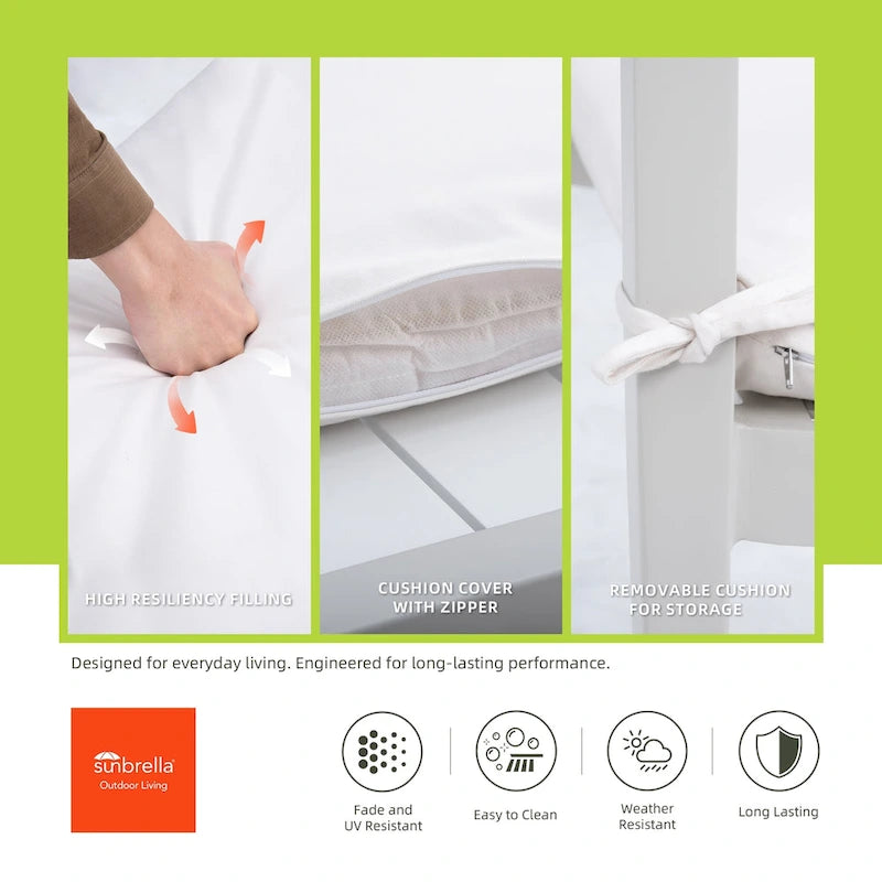 Outdoor Patio Aluminum Swivel Rocker Set of 2 with Outdoor-grade Sunbrella Fabric Cushions, 360-Degree Swivel