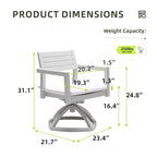 Outdoor Patio Aluminum Swivel Rocker Set of 2 with Outdoor-grade Sunbrella Fabric Cushions, 360-Degree Swivel