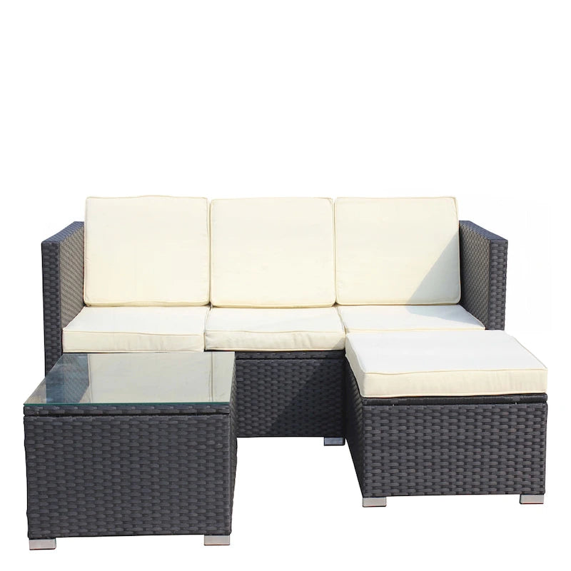 5-Piece PE Rattan Wicker Cushioned Sofa Sets