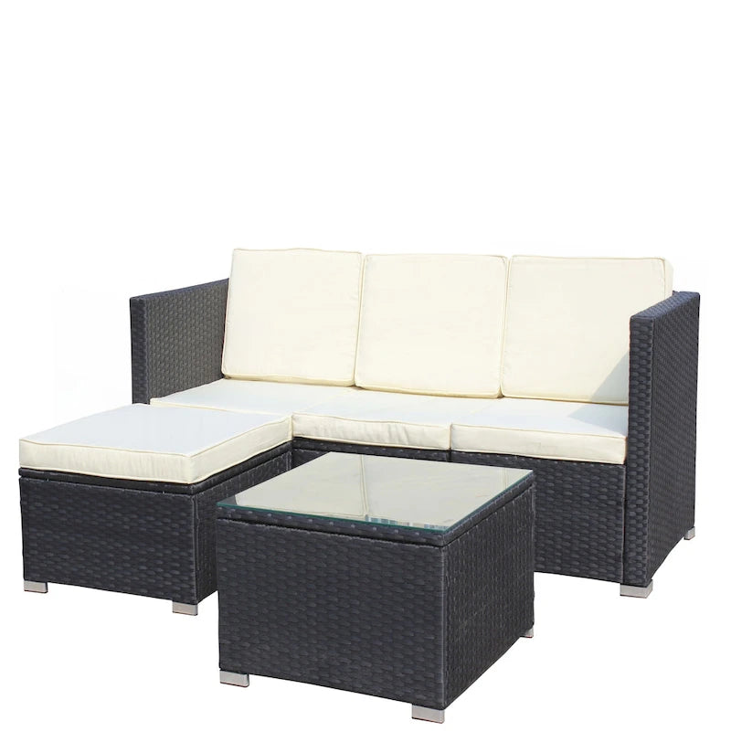 5-Piece PE Rattan Wicker Cushioned Sofa Sets