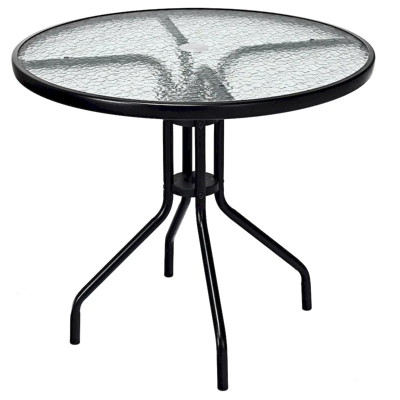 Costway 32Outdoor Patio Round Table Tempered Glass Top