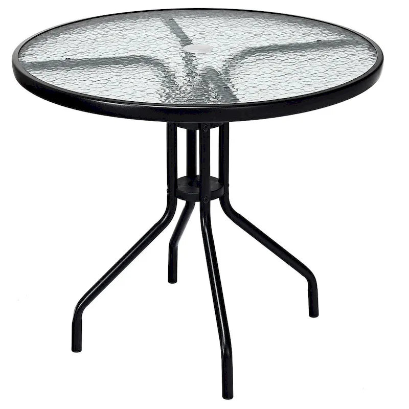 Costway 32Outdoor Patio Round Table Tempered Glass Top