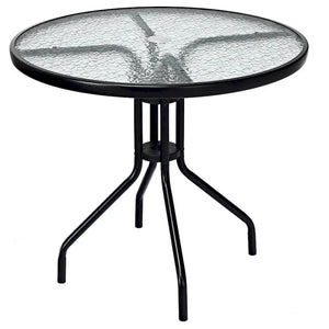 Costway 32Outdoor Patio Round Table Tempered Glass Top