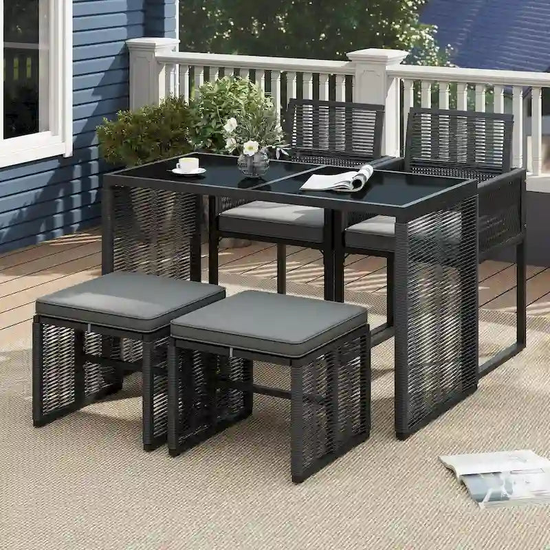 Costway 5 PCSPEWickerPatioDiningSet Outdoor Conversation Set with - See Details