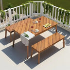 3 Pieces Patio Dining Set, Outdoor Acacia Table and 2 Benches, Dining Set Picnic Beer Table for 4-6, Picnic Set