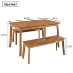 3 Pieces Patio Dining Set, Outdoor Acacia Table and 2 Benches, Dining Set Picnic Beer Table for 4-6, Picnic Set