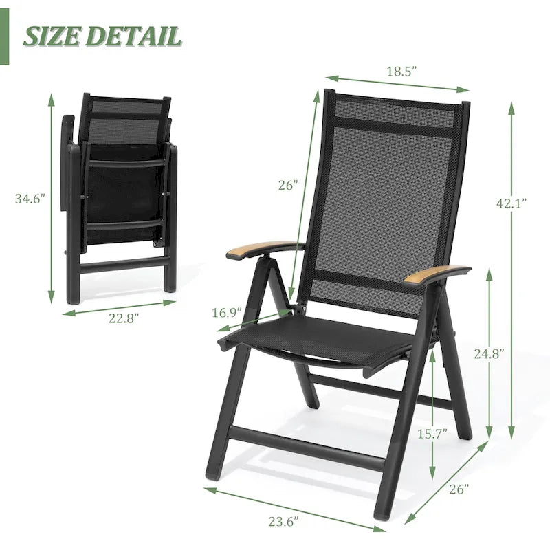 9PC Outdoor Aluminum Expandable Patio Dining Table Extension Table with Floding Chair