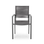 Teny Outdoor Dining Chair Set of 2, Open Back, Woven Rope, Dark Gray Metal