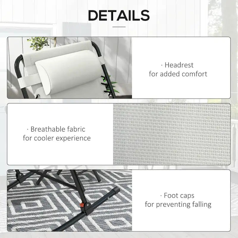 Outsunny 2 Piece Outdoor Rocking Chair Set, Patio Folding Lawn Rocker Set with Headrests for Yard, Patio, Deck, Backyard