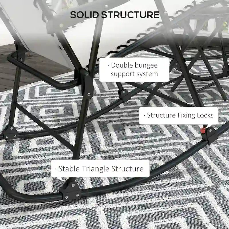 Outsunny 2 Piece Outdoor Rocking Chair Set, Patio Folding Lawn Rocker Set with Headrests for Yard, Patio, Deck, Backyard