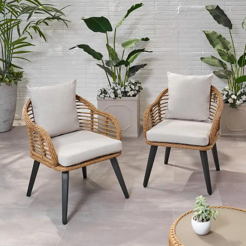 Tatiana Indoor/Outdoor Wicker Club Chairs with Cushions (Set of 2) by Christopher Knight Home