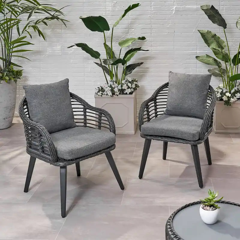 Tatiana Indoor/Outdoor Wicker Club Chairs with Cushions (Set of 2) by Christopher Knight Home