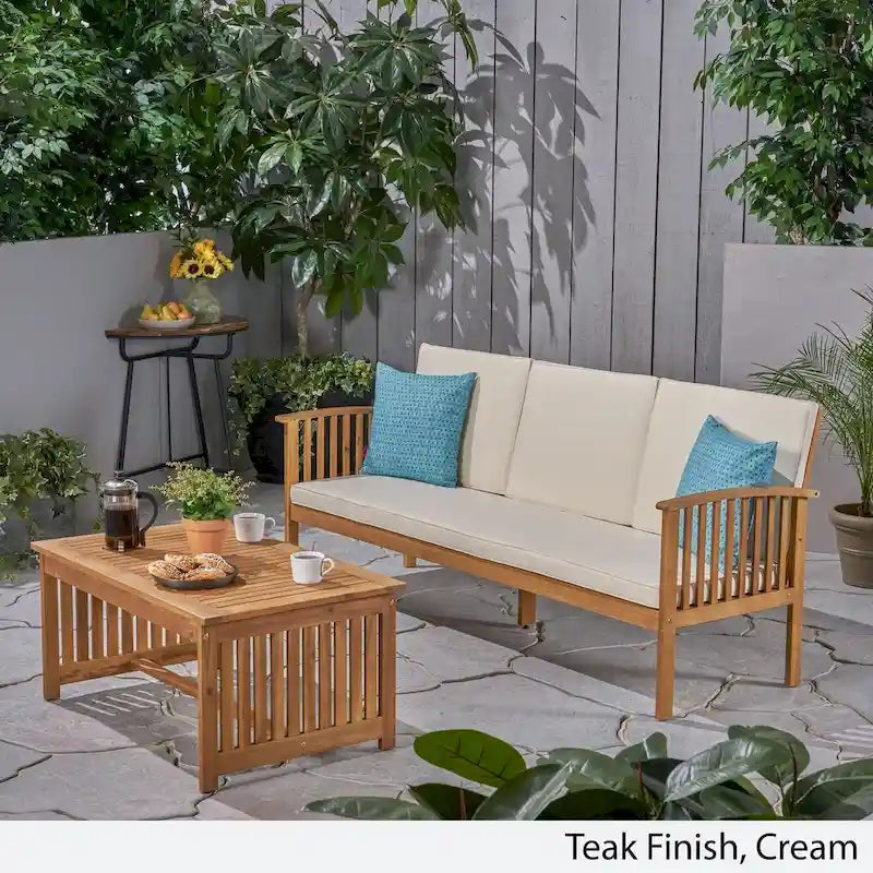 Ensemble canapé et table basse d'extérieur Carolina en acacia par Christopher Knight Home