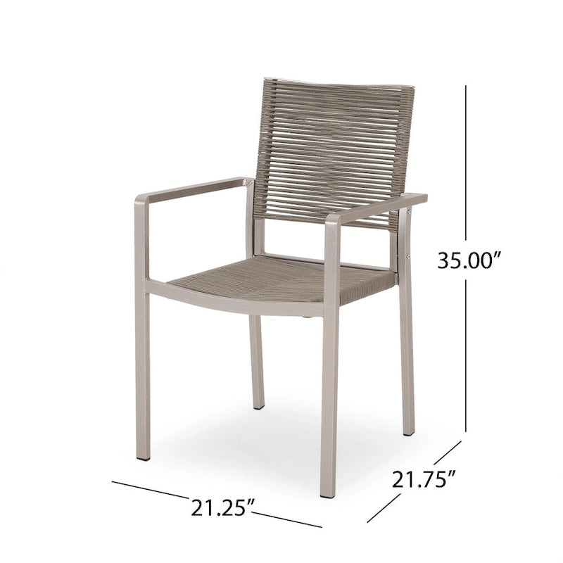 Lillian Outdoor Modern Aluminum Dining Chair with Rope Seat (Set of 2) by Christopher Knight Home