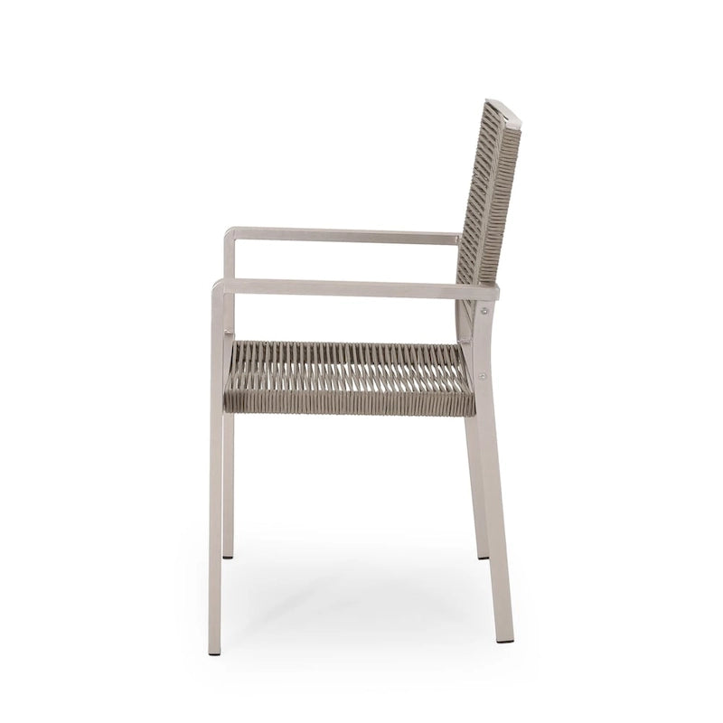 Lillian Outdoor Modern Aluminum Dining Chair with Rope Seat (Set of 2) by Christopher Knight Home