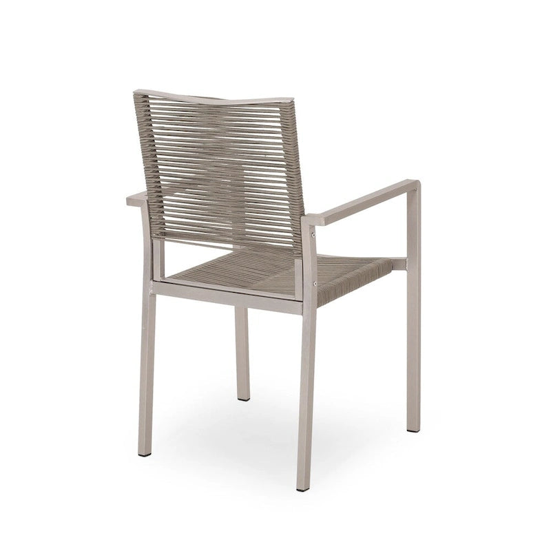 Lillian Outdoor Modern Aluminum Dining Chair with Rope Seat (Set of 2) by Christopher Knight Home