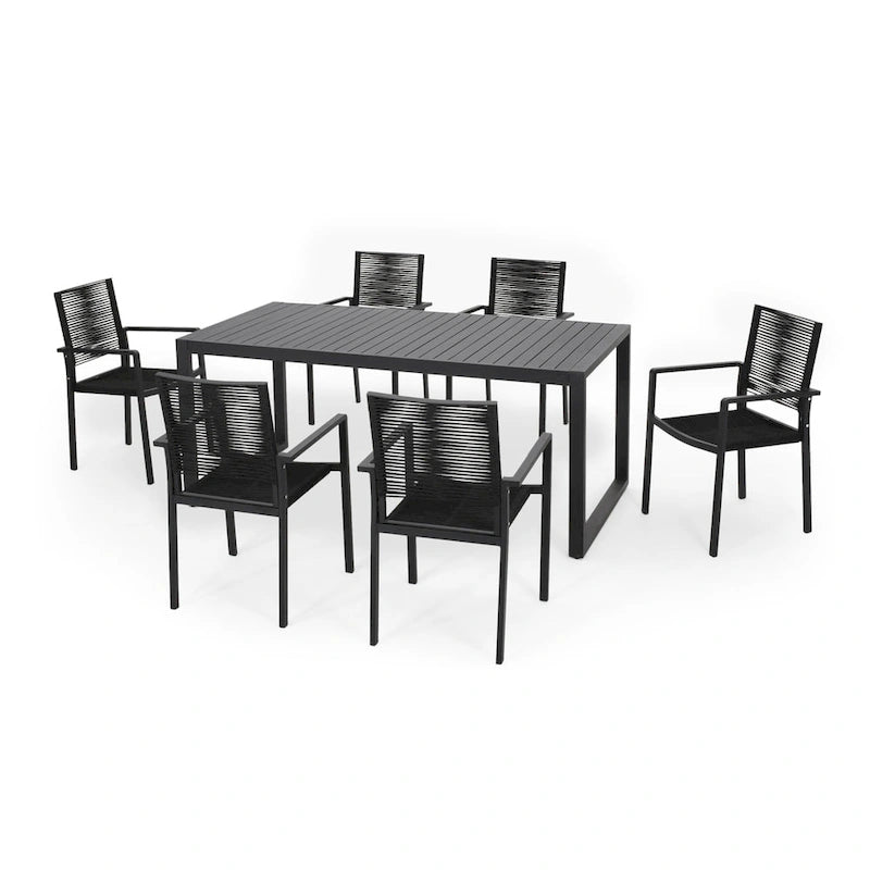 Blan 6-seater Aluminum Dining Set by Christopher Knight Home
