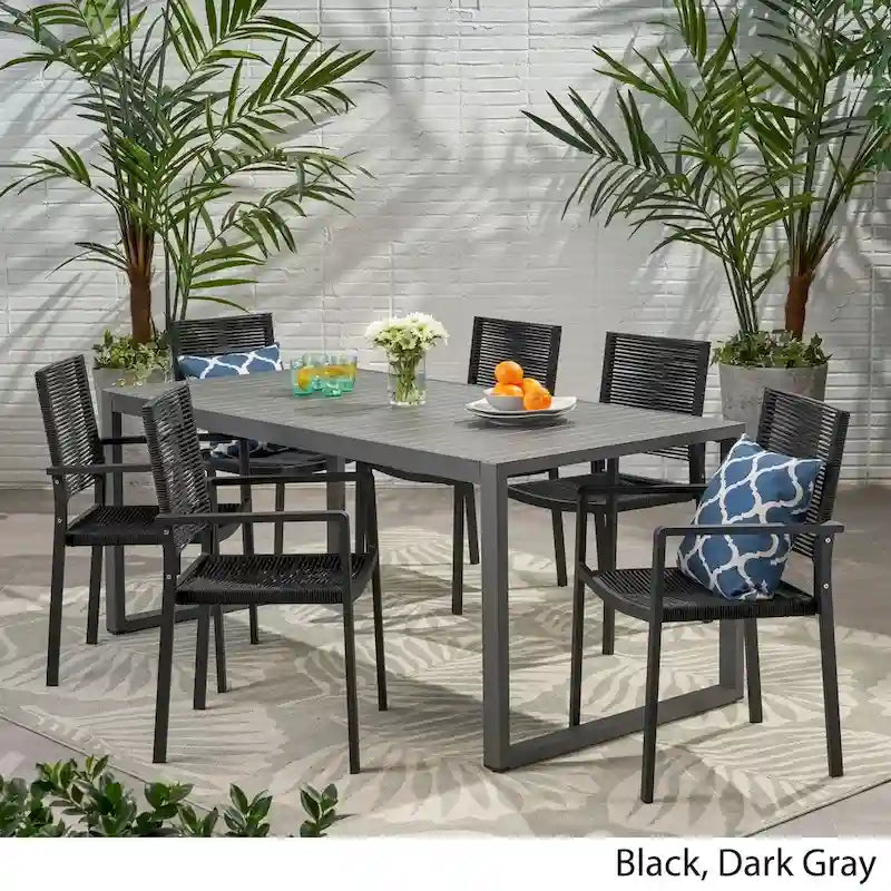 Blan 6-seater Aluminum Dining Set by Christopher Knight Home