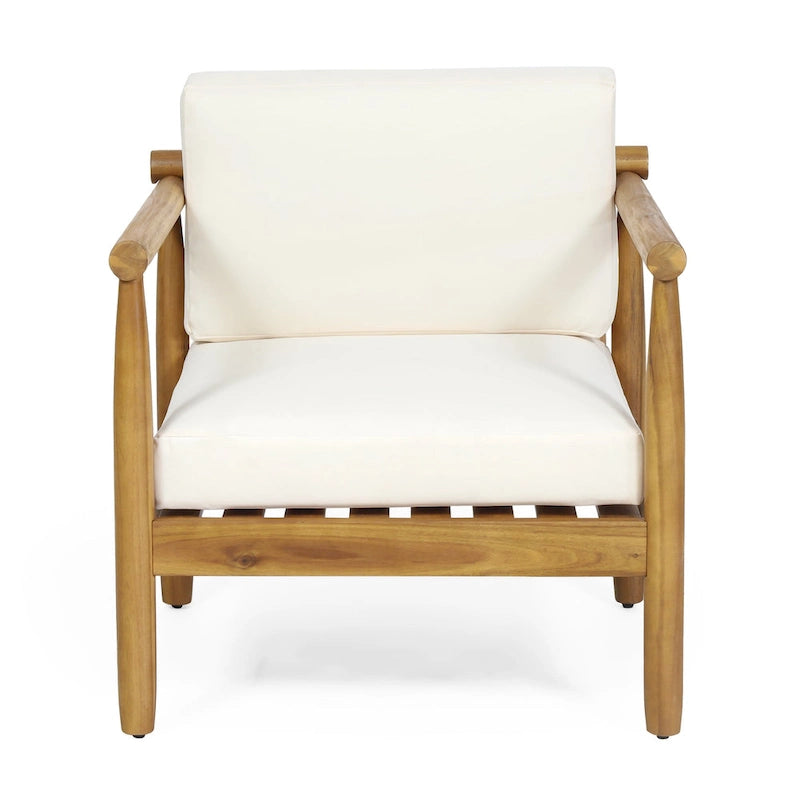 Bonsallo Acacia Wood Outdoor Club Chair with Cushions by Christopher Knight Home