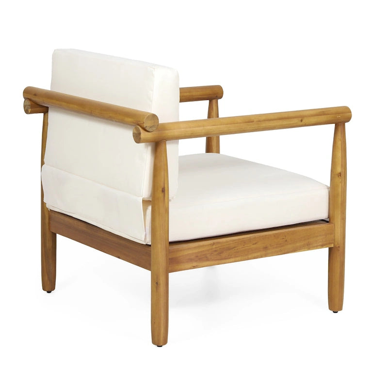 Bonsallo Acacia Wood Outdoor Club Chair with Cushions by Christopher Knight Home