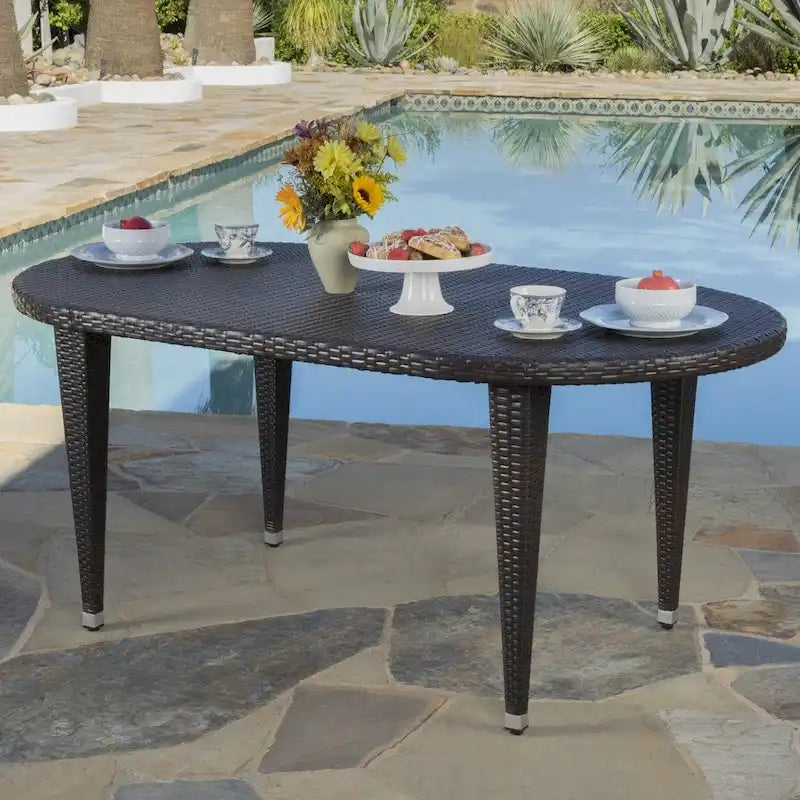Dominica Outdoor Oval Wicker 69-inch Wicker Dining Table by Christopher Knight Home - 69.30L x 38.20W x 30.00H