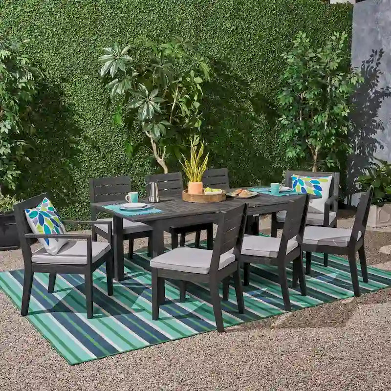 Nestor Outdoor 8-Seater Acacia Wood Expandable Dining Set by Christopher Knight Home
