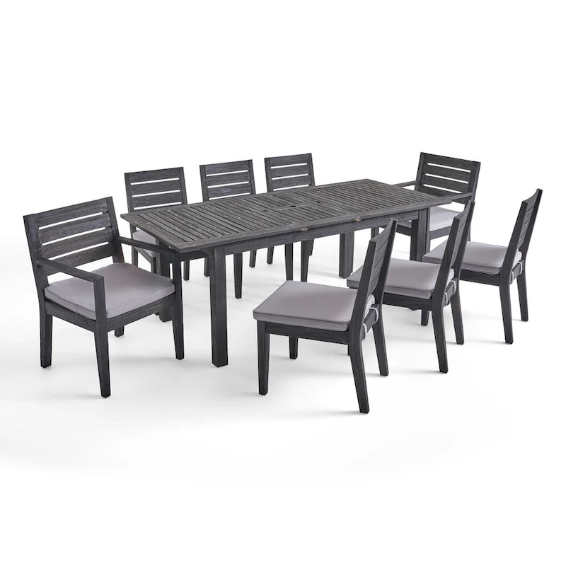 Nestor Outdoor 8-Seater Acacia Wood Expandable Dining Set by Christopher Knight Home
