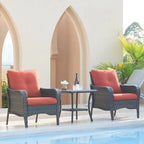 3 Piece Outdoor Wicker Bistro Chat Set with Cushion